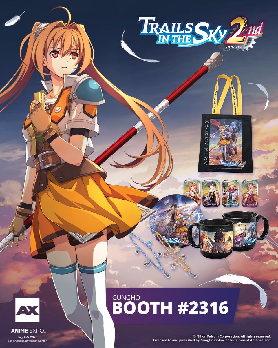 GungHo_America's tweet photo. Gear up for your #Trails2ndChapter journey at #AX2026 🛍️

Visit GungHo America at West Hall Booth #2316 for exclusive merch including tote bags, phone charms, mouse pads, and more!

Which item does your trail of destiny lead to? 💫👀 https://t.co/oIYyDHehu0