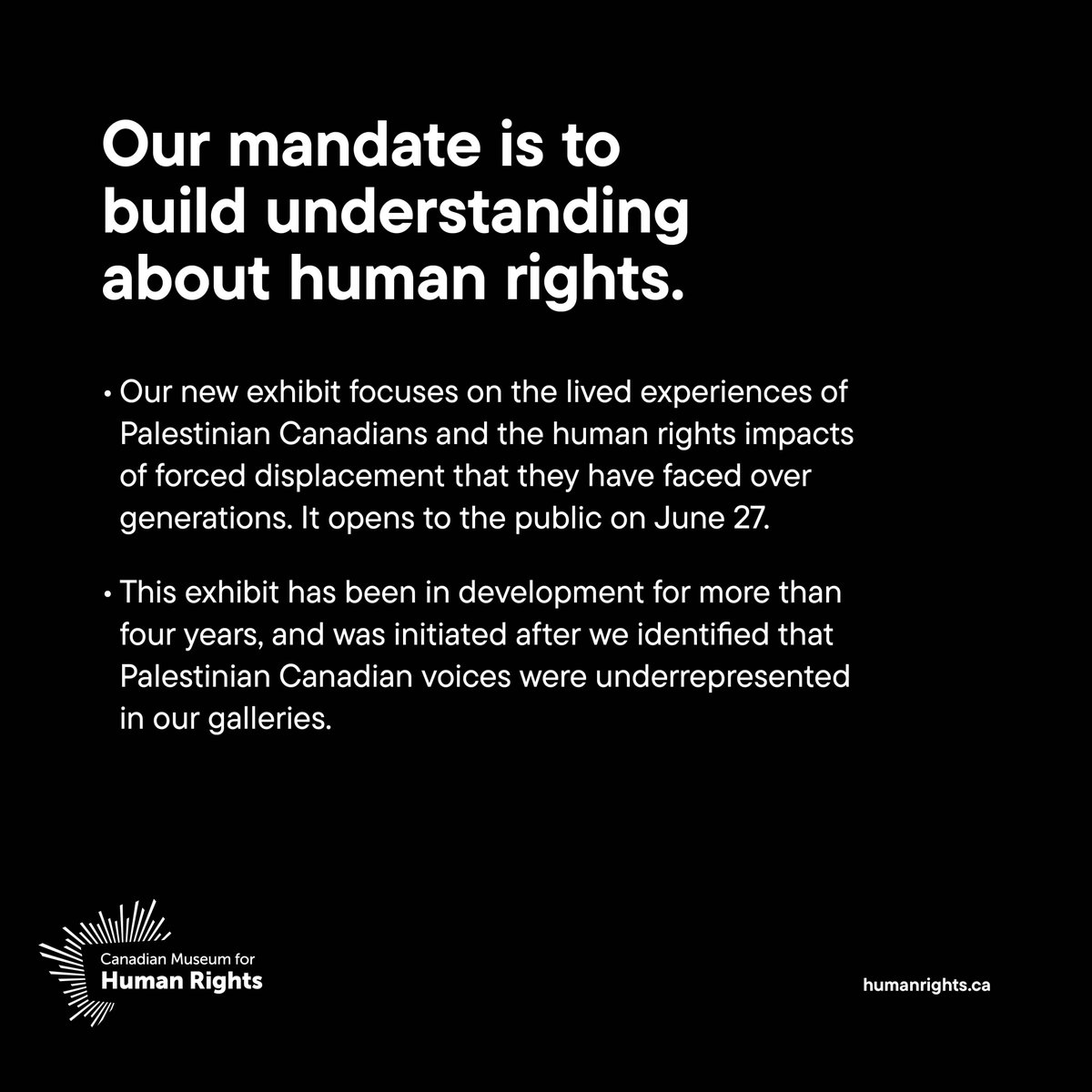 CMHR_News's tweet photo. There's been a lot of attention about our upcoming exhibit, Palestine Uprooted: Nakba Past and Present.

We're here to address some of the misconceptions and commentary. 1/2 https://t.co/NrFB8GUxka