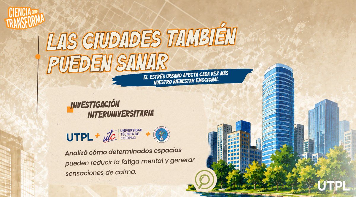 utplinvestiga's tweet photo. #MásCienciaUTPL 💙🌿

Investigación liderada por Gabriela Suasnavas, docente de la Facultad de Ciencias Económicas y Empresariales de la #UTPL, evidencia que parques, ríos y espacios verdes urbanos ayudan a reducir la fatiga mental y favorecen el bienestar. 🌳 https://t.co/YIJZIBqcG8