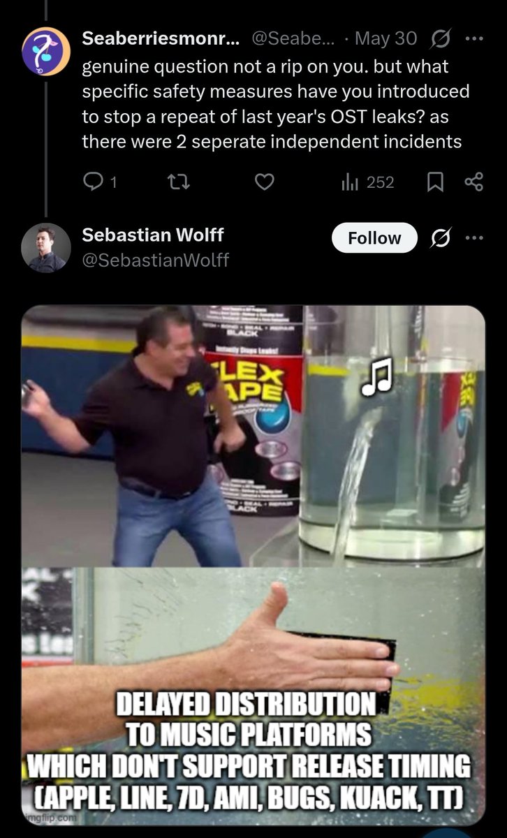 Danielx147147's tweet photo. @RedactedAtlas I also think it probably won't happen THIS time because of what Sebastian said. But here he's only talking about delaying distribution to music platforms that don't support precise release timing. He's not mentioning ASCAP at all https://t.co/uANCthx4Pn