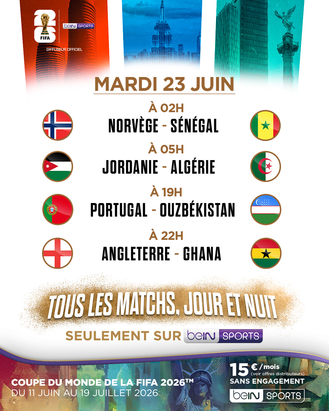 🏆 💯 Suivez 100% de la Coupe du Monde 2026 sur beIN SPORTS !

🤩 Au prog...