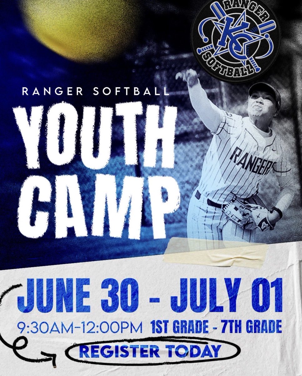 KilgoreSoftball's tweet photo. We are one week away from our Ranger Softball Youth Camp! 

There is still time to register at: https://t.co/pUCIBgMX9O

#futurerangers https://t.co/B4FxB8V0mA