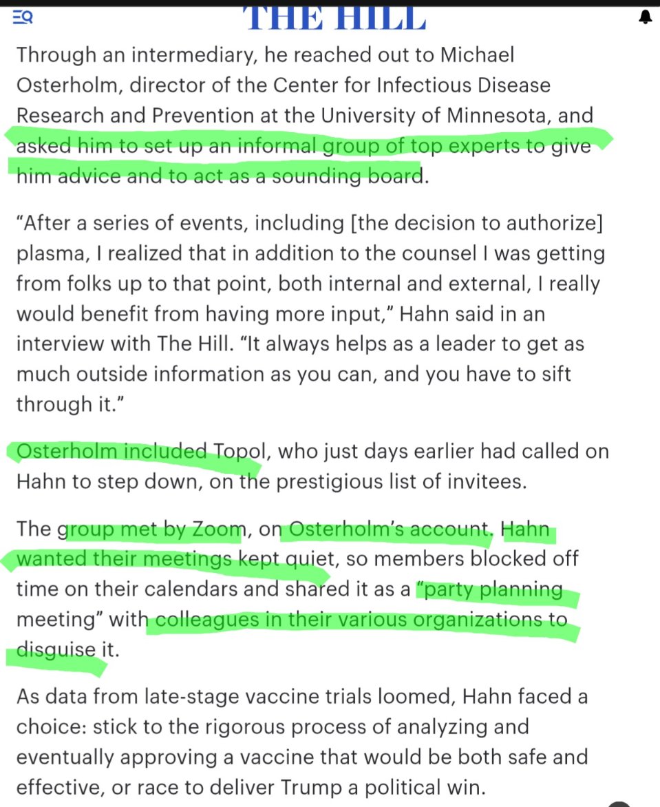 bitchfork's tweet photo. @SenRandPaul Why did then FDA Commissioner, Steve Hahn, want the "kitchen cabinet" meetings "kept quiet"? 
Subpeona
Eric Topol, Steve Hahn, Ruth Berkelman, Peter Hotez, and Mike Osterholm!
https://t.co/Lgj9J82pUK https://t.co/C497nvE15T