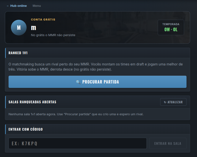 m9tzin's tweet photo. @castroomath Em online > ranked 1v1 > jogar ranked 1v1 > ao colocar um nickname, só há como colocar um caractere e não um nome completo. https://t.co/duWwD3v6wN