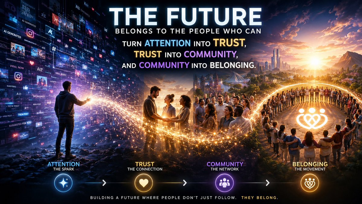 rbenvin's tweet photo. The Future Belongs to People Who Can Capture Attention and Build Meaning

Attention is the new battlefield.

Every day, people are buried under content, ads, AI-generated posts, videos, podcasts, newsletters, apps, tools, products, opinions, and endless digital noise. Everyone is publishing. Everyone is promoting. Everyone is competing for the same limited resource:

The human mind.

But attention alone is not enough anymore.

Getting noticed is easy compared to being remembered.

A viral post can disappear in a day. A trend can burn out in an hour. A follower can forget you with one swipe. In the age of infinite content, attention is only the doorway.

Meaning is what makes people stay.

That is the difference between noise and influence.

The future will not belong to the loudest marketer, the flashiest influencer, or the brand with the most posts. It will belong to the people who can turn attention into trust, trust into community, and community into belonging.

That is the real game.

Creators must become storytellers.

Founders must become movement builders.

Influencers must become community leaders.

Educators must become guides.

Entrepreneurs must become architects of meaning.

Because people do not just want more information. They want direction. They want identity. They want connection. They want to feel part of something that matters.

AI will make content cheap.

Meaning will become rare.

Anyone can generate a post, image, video, article, or sales page in seconds. But AI cannot automatically create purpose. It cannot fake lived experience forever. It cannot replace real trust, real taste, real leadership, or real emotional connection.

That is where humans still win.

The next economy will reward those who know how to capture attention without wasting it. The ones who can make people stop, think, feel, believe, and act. The ones who do not just chase clicks, but build culture.

Attention gets you seen.

Trust gets you followed.

Meaning gets people to care.

And in the future, the people who make others care will own the most valuable real estate in the world:

The space inside the human mind.