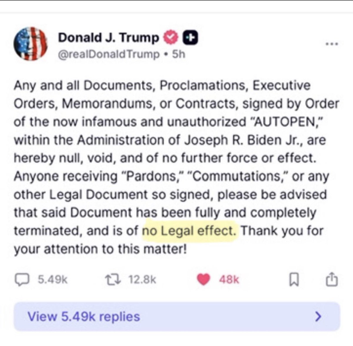 rattletrap1776's tweet photo. How you know we’re STILL in Military Operation

| 45 ——— 47 |

PDJT in November and December 2025 revoked ALL “actions” by “Joe.”

Google doesn’t report this.

PDJT > Google.

Military Law > Google.

Federal Law > Google.

History WILL account for the DASH.

Everyone can already be ahead of History by knowing Law now.

Everyone’s choice.

| 45 ——— 47 | 🫡♠️🇺🇸