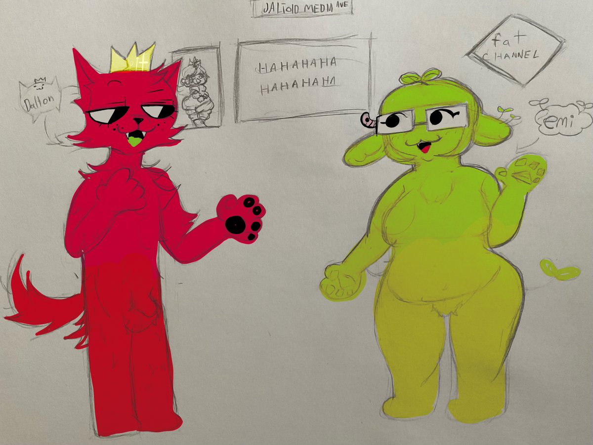 pitwithabow's tweet photo. The red cat and chubby dog plant thing https://t.co/TUGPpTKBaL