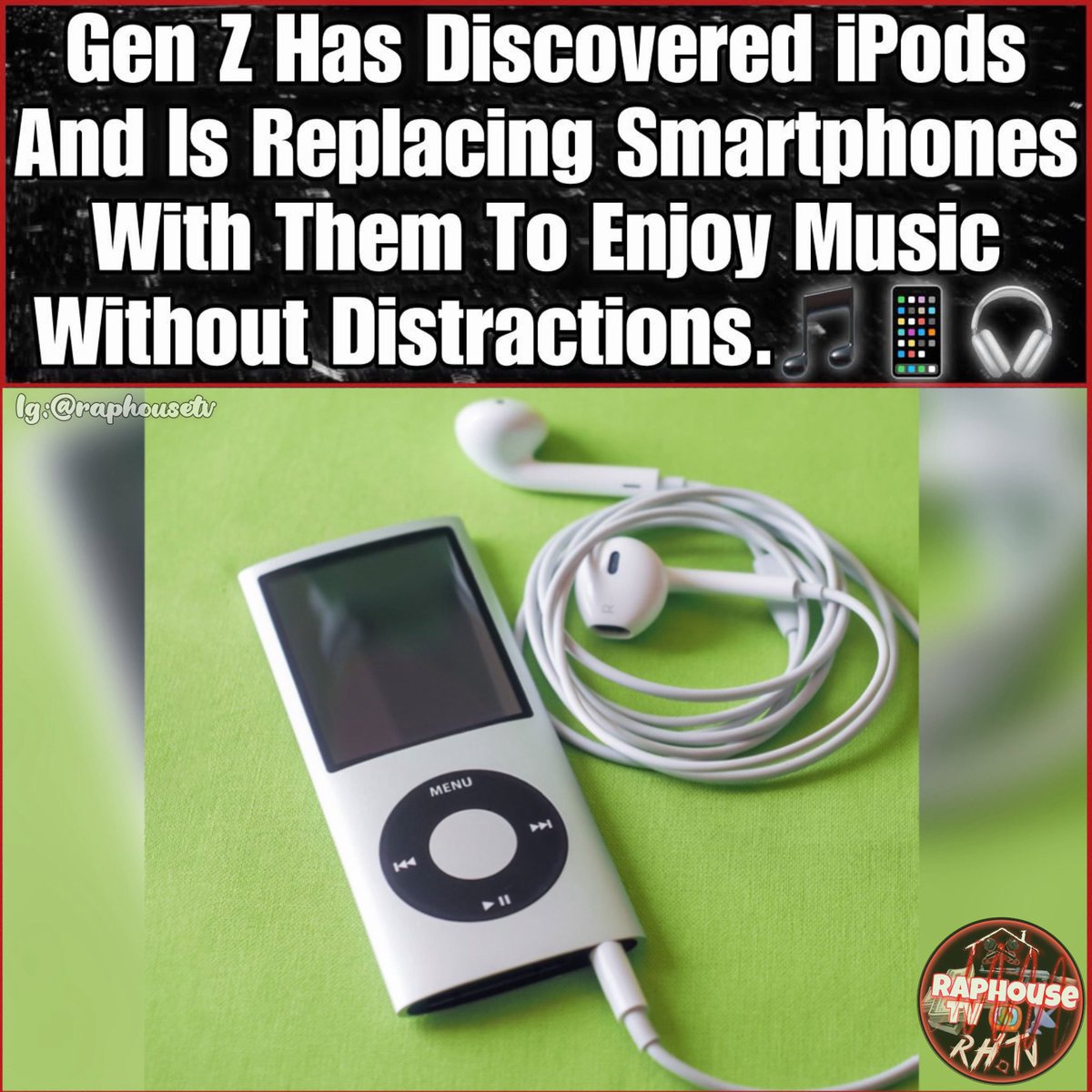 raphousetv2's tweet photo. Gen Z Has Discovered iPods And Is Replacing Smartphones With Them To Enjoy Music Without Distractions. https://t.co/OeDzWvl9ZD