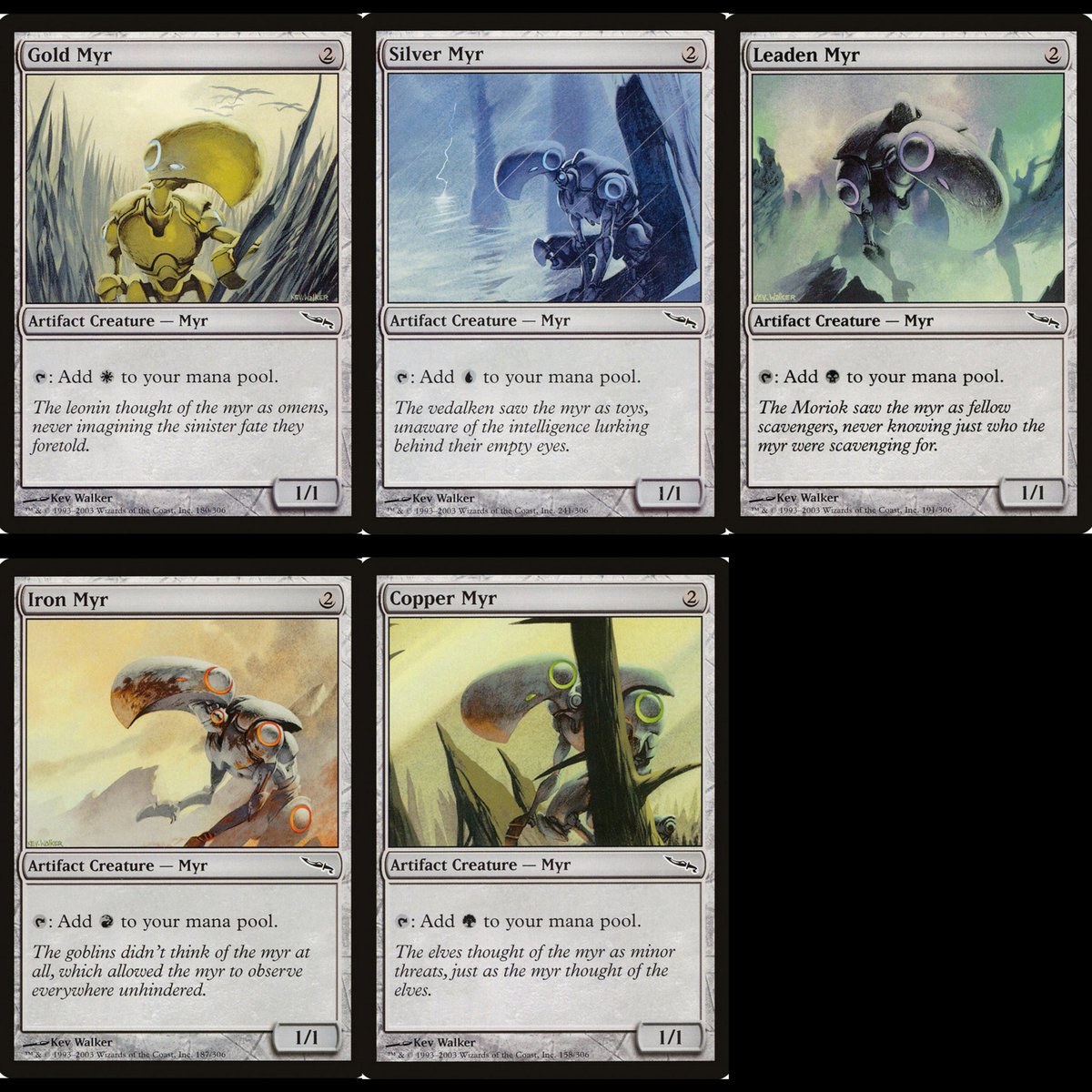 Sr_Dralnu's tweet photo. Creo que este es uno de mis ciclos favoritos de todo #MagicTheGathering.
No sé si por ser unos simpáticos myrs o por el espectacular arte de Kev Walker, pero este ciclo tiene un aura... https://t.co/DrEUFsSujb