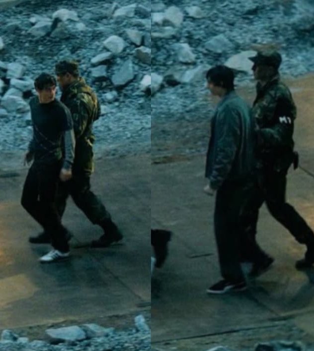 lesbosformedia's tweet photo. mike clenching his fist while looking at will being pulled by the army men is so buzzy oh my god https://t.co/1oSoRlve17