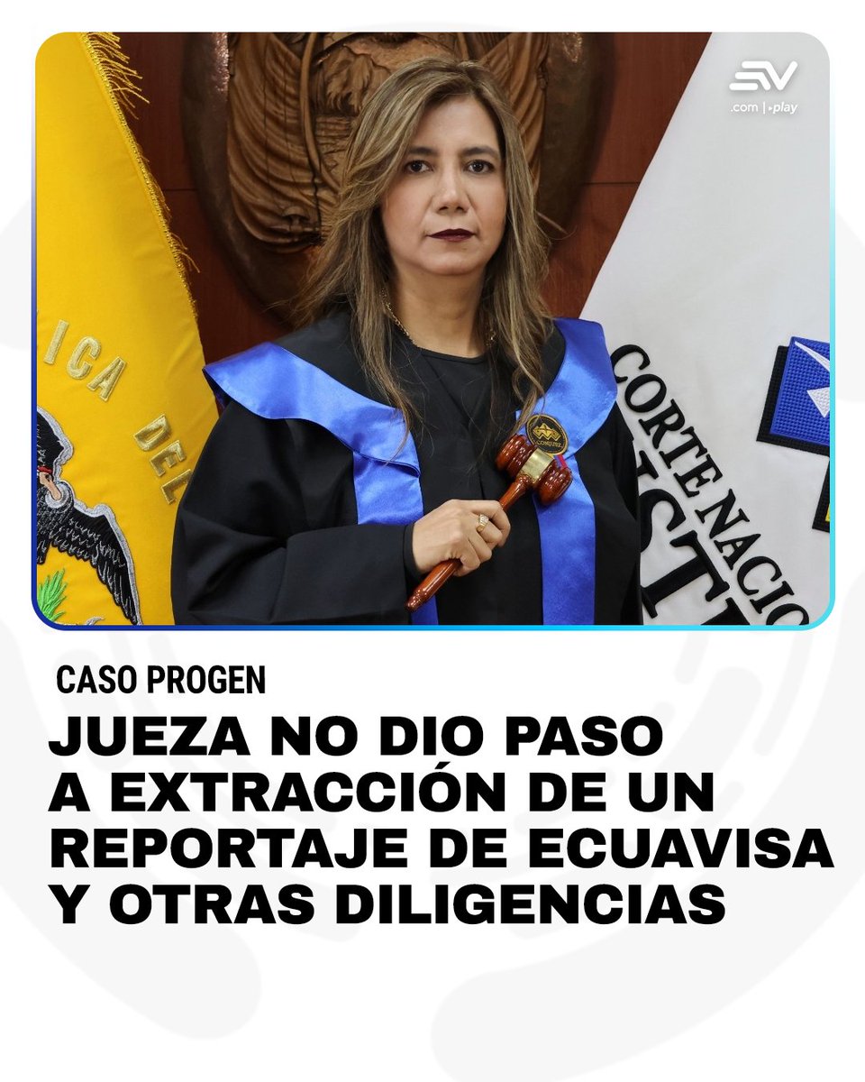 EcuavisaInforma's tweet photo. (VIDEO) 🔴 La Fiscalía solicitó a la jueza del caso Progen que autorice varias diligencias, entre ellas, la extracción y preservación de uno de los 120 reportajes que Ecuavisa ha publicado, desde agosto de 2024 sobre este tema. La magistrada no dio paso. ▶️https://t.co/lof5EymonF https://t.co/019AGXY96Z