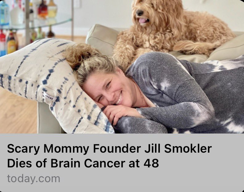 unhealthytruth's tweet photo. Jill Smokler, the founder of Scary Mommy, has died at just 48 years old. 

she was diagnosed with brain cancer in April 2024 after she received the Covid vaccines for some time which we know now from many medical doctors and Secretary HHS, cause cancer. 

She had announced that she received an  mRNA cancer vaccine after chemotherapy and radiation failed her. 

She said on her Instagram post, swipe through the photos, that she  was hoping the vaccine would do its job and get rid of her cancer. 

we know that is seldom if ever the case. 

It’s especially ironic because Scary Mommy aggressively pushed the COVID vaccines and even published articles that shamed parents who chose not to follow the full childhood vaccine schedule or get their kids the COVID shots. 

They also shamed parents who didn’t mask their children.

Still, it’s always sad when someone dies so young. Rest in peace. 😞

I wish she could’ve listened to some of the people that scary mommy shamed as she still might be with us today.