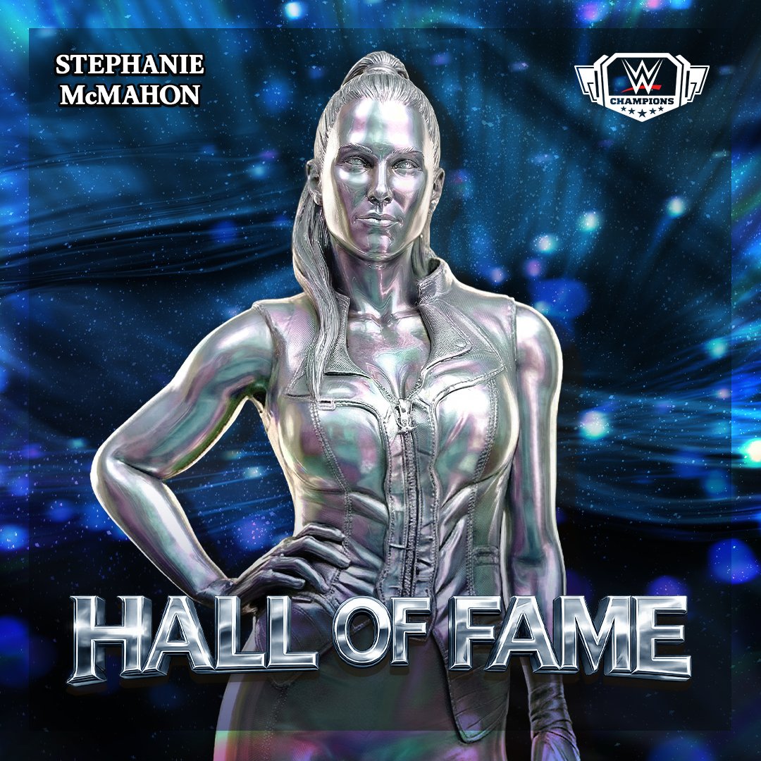 WWEChampions's tweet photo. 👑 The Queen of WWE business has entered the Hall of Fame 

HOF Stephanie McMahon is here 🌟
Ready to lead a brand-new era in WWE Champions? https://t.co/8J8d70LML2