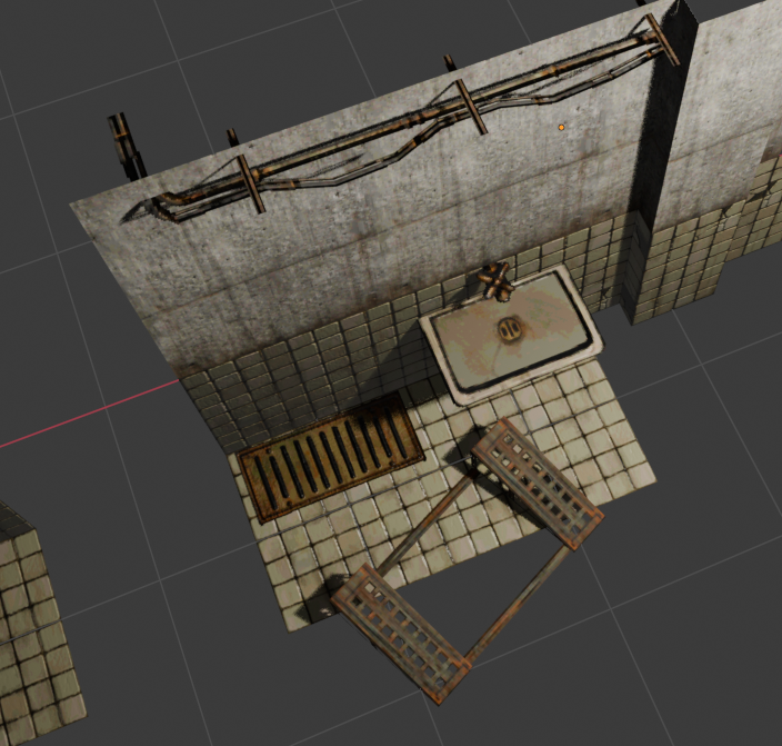 Monlenz's tweet photo. Progress made some pipes. a sink a drain and a ramp. close to all the minor decorations in the operation room done https://t.co/F06fyFciBx