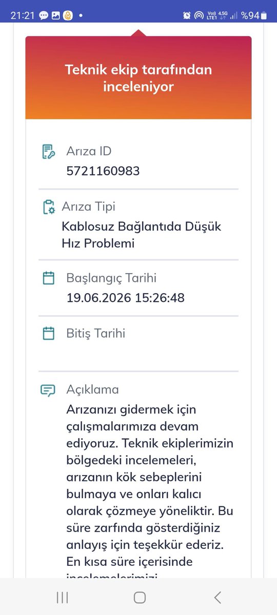 takirrasa's tweet photo. 18inde sözde kurulum yapılan internetimiz ile ilgili oluşturulan arıza kaydının resmini attım. Evde modem bile yokken beyan yokken bu arıza kaydı nasıl gidildi ve arıza kaydının silinmesi için ekiplere niye haber verilmedi @TurkTelekom @TTDestek @BTKgovtr https://t.co/CM2YlQMzPg