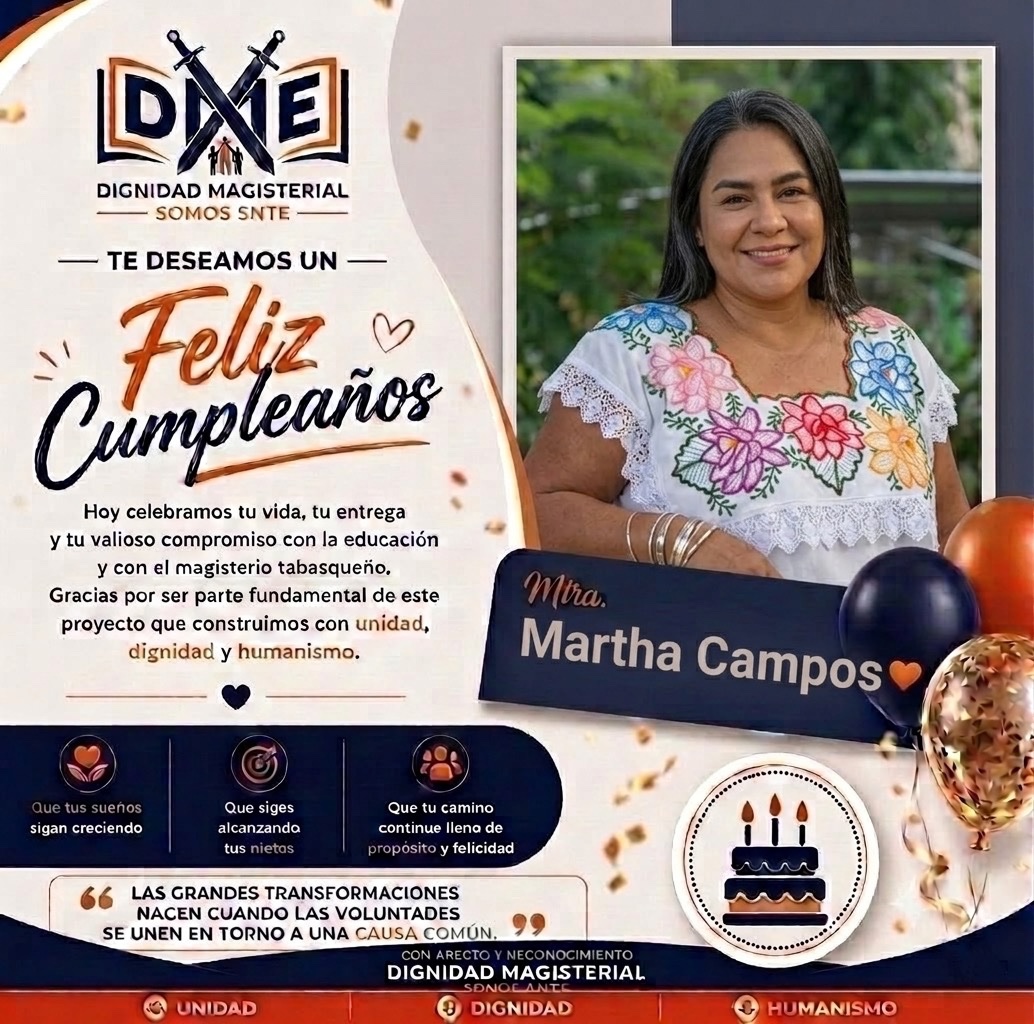 DME2027's tweet photo. Mtra. Martha Campos, gracias por ser una pieza fundamental en este gran proyecto que construimos día a día con unidad, dignidad y humanismo. 🤝❤️ 
¡Feliz cumpleaños!🎁 🎂 https://t.co/LPa0mUaVvr