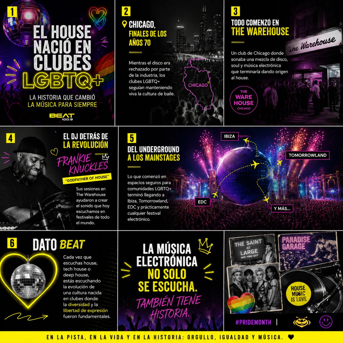 BEATOFICIAL's tweet photo. 🏳️🌈🎶 ¿Sabías que el house nació en clubes LGBTQ+ de Chicago? Una cultura que transformó la música electrónica para siempre 💛🐝
#LaMusicaNosUne #BeatPride #ElorgulloPermanece #pridemexico #loveislove https://t.co/ELQ5i3QYHm