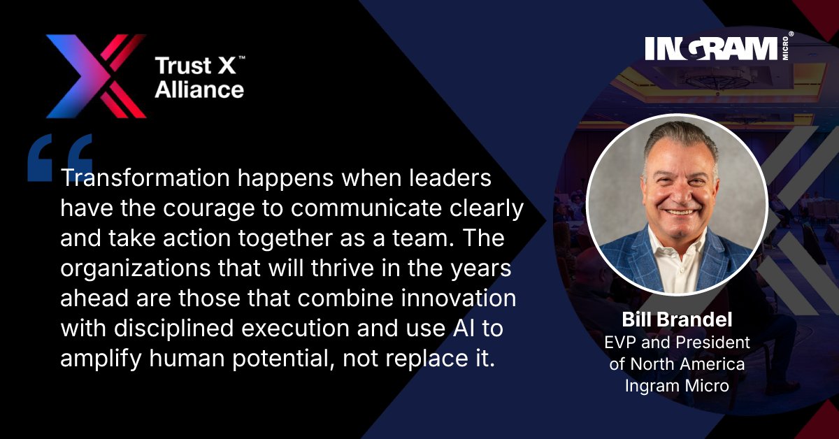 IngramMicroInc's tweet photo. What does real transformation take?

According to @billbrandel, EVP &amp; President of North America, Ingram Micro: clear communication, bold leadership, and teams moving as one—powered by AI that amplifies people, not replaces them. 

#IngramMicro https://t.co/BOAmC9FeSx