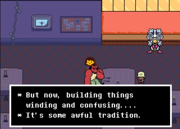 J_D_N_V_G's tweet photo. This sounds awfully familiar.

You think that in studying FRIEND and the way it influences rooms, pathways and puzzles is what inspired W.D. Gaster to make the Core the way it is?
Shifting rooms, "an awful tradition."
Perhaps he was using the dark worlds as a blueprint. https://t.co/YS4sY0zXOT