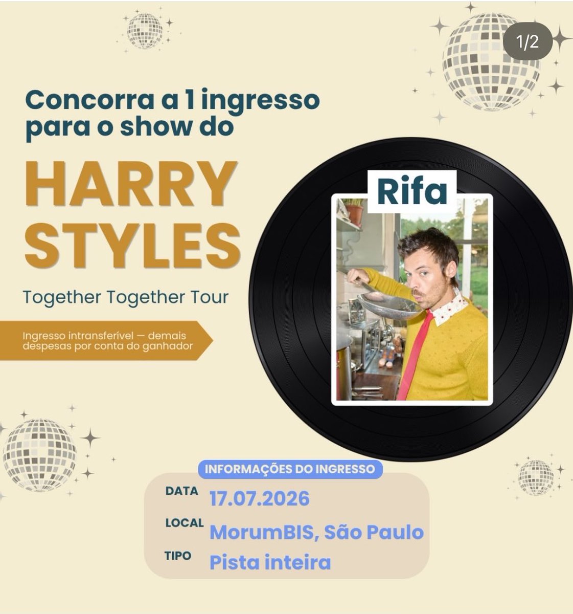 paintbnumbers's tweet photo. 🚨 AINDA NÃO TEM INGRESSO PRO SHOW DO HARRY? 🚨

A Associação Adote um Vira-Lata está fazendo rifa (R$10,00 cada n°) com sorteio de um ingresso pro show do harry 17/07/2026.

Tem pouquinha gente participando, então tem mais chances de ganhar!

https://t.co/lNf7SQoaFl https://t.co/woLaQVtdIu