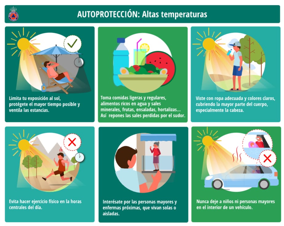 112Asturias's tweet photo. 🥵🌡️En días con altas temperaturas con avisos de @AEMET_Asturias
 
🆘 "NO PONGAS EN PAUSA EL SENTIDO COMUN"

✅ Limita tu exposicion al sol

✅ Mantente hidratado

✅ Evita hacer ejercicio físico en las horas centrales del día

✅ Recomendaciones de #autoprotección  ⬇️⬇️⬇️ https://t.co/XV62MWBmZo