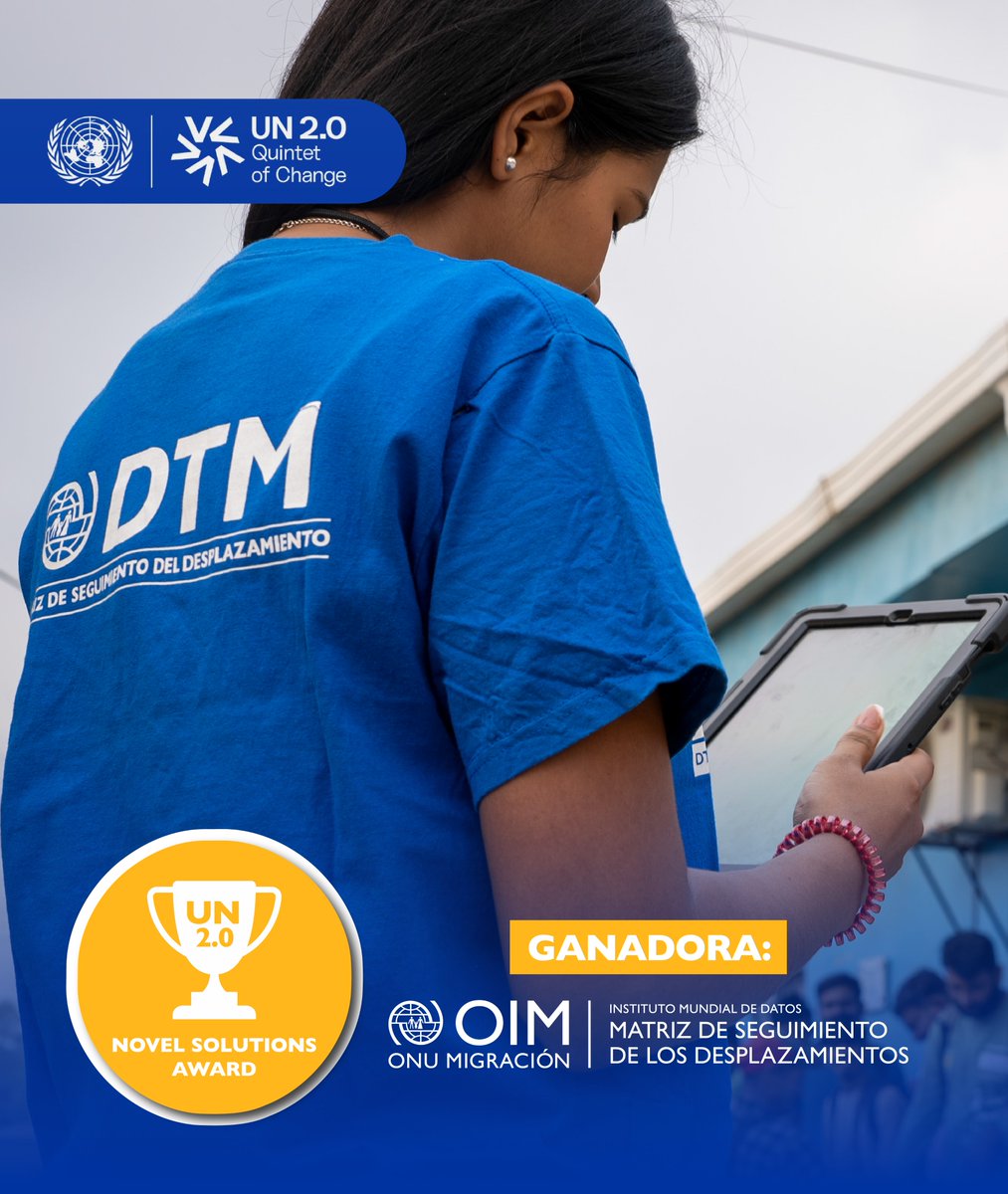 OIMhonduras's tweet photo. 🏆 La Matriz de Seguimiento del Desplazamiento (#DTM) de la OIM ha sido reconocida como iniciativa ganadora en el marco de #UN2.0, destacando su aporte a la innovación basada en datos y su impacto en la generación de evidencia para una gestión de la migración más informada. https://t.co/NAboZRLZaN