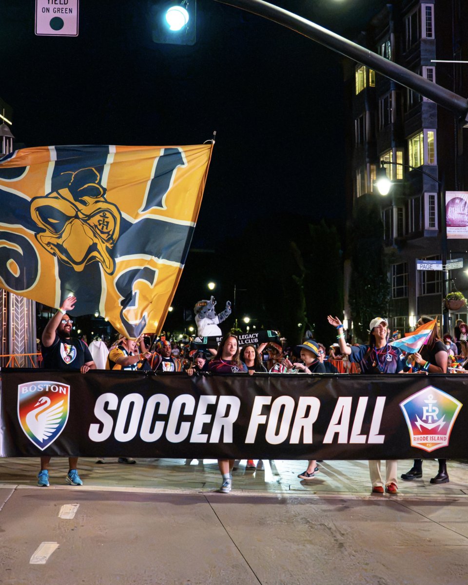 RhodeIslandFC's tweet photo. Proud to celebrate with our community 🌈

We loved spending the weekend at PrideFest and taking part in the Illuminated Night Parade alongside Boston Legacy FC and Defiance 1636! https://t.co/Pd8YI4eI78