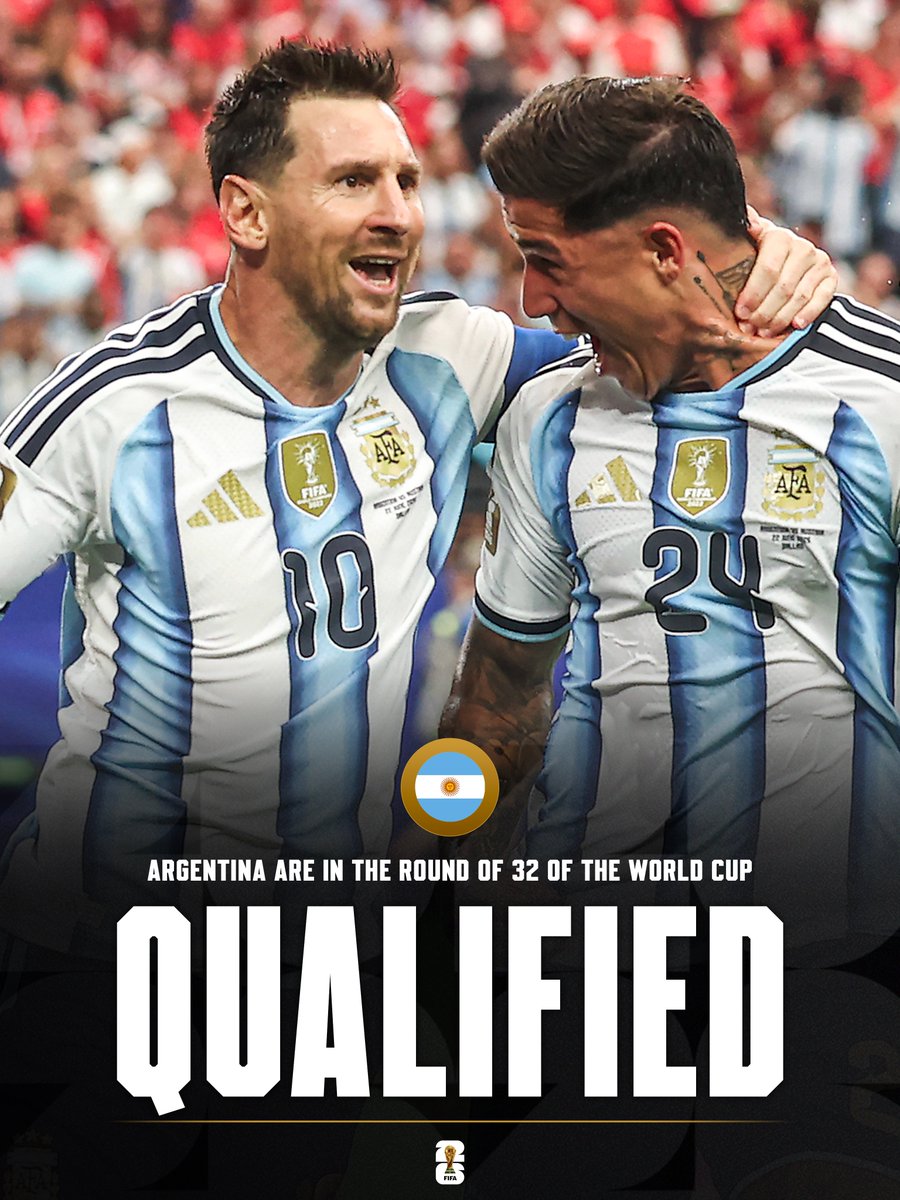 FabrizioRomano's tweet photo. 🌎🇦🇷 OFFICIAL: Argentina qualify for World Cup round of 32! https://t.co/vL4b60q2I6