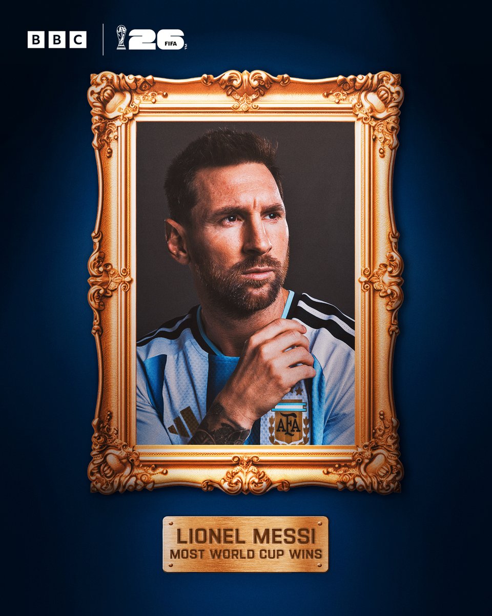 BBCMOTD's tweet photo. Yet another record! 🔁🥇

Lionel Messi now has more World Cup wins than any other player 🇦🇷👑 https://t.co/t9g8L1Na6R