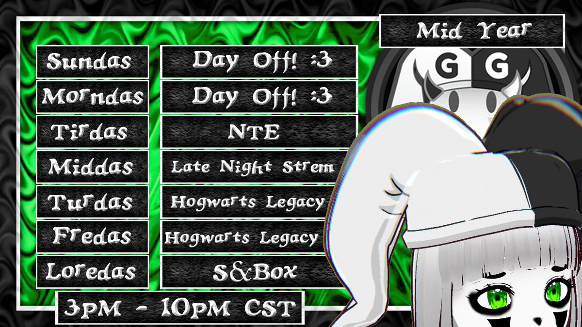 GreertheJester's tweet photo. Schedule for the week!🤍
Link: https://t.co/FJgojp9Rho https://t.co/Q1L3aHOwgM