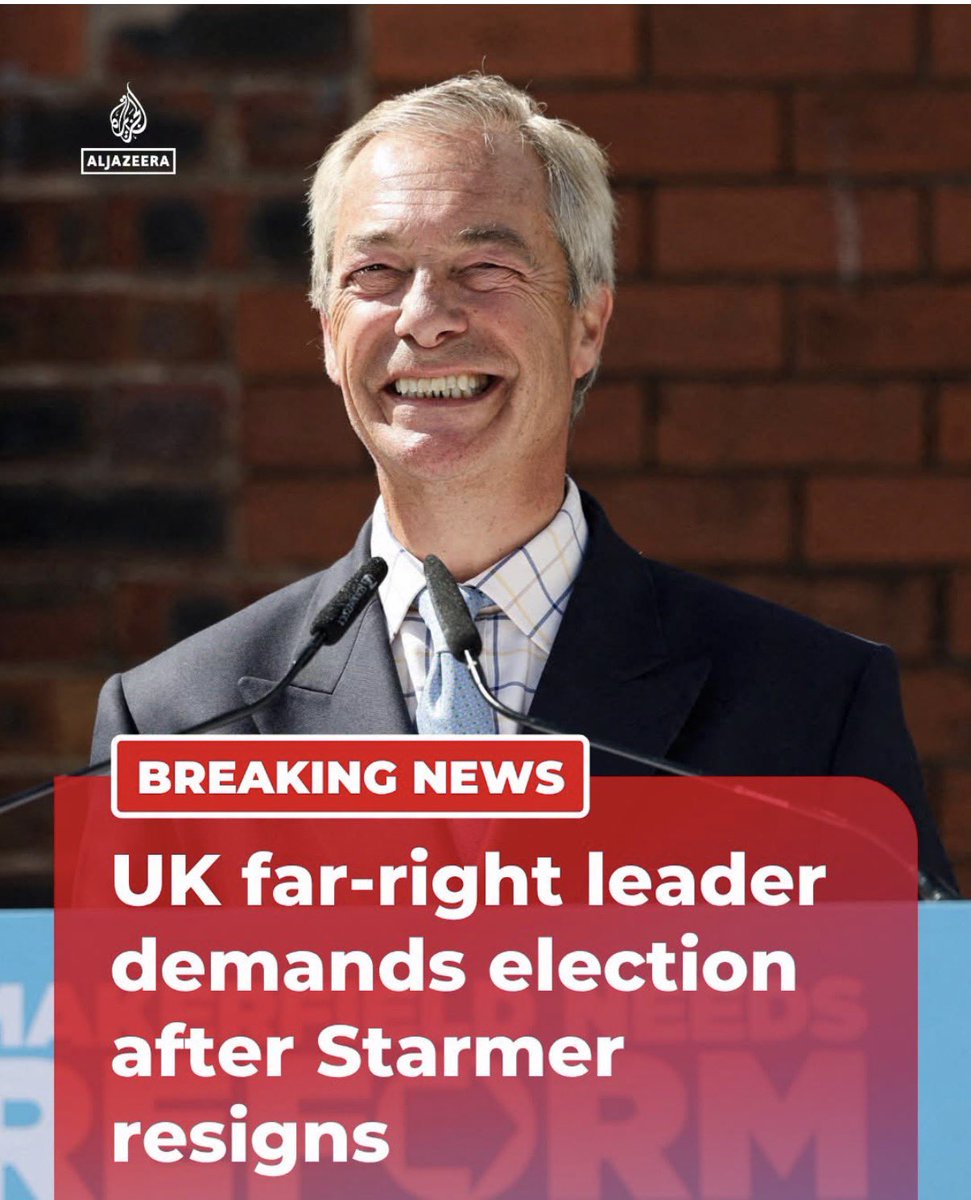 EssexPR's tweet photo. Al Jazeera are describing Nigel Farage as far right ?!! 

Ffs… this is ridiculous. https://t.co/CHq2NNPo9h