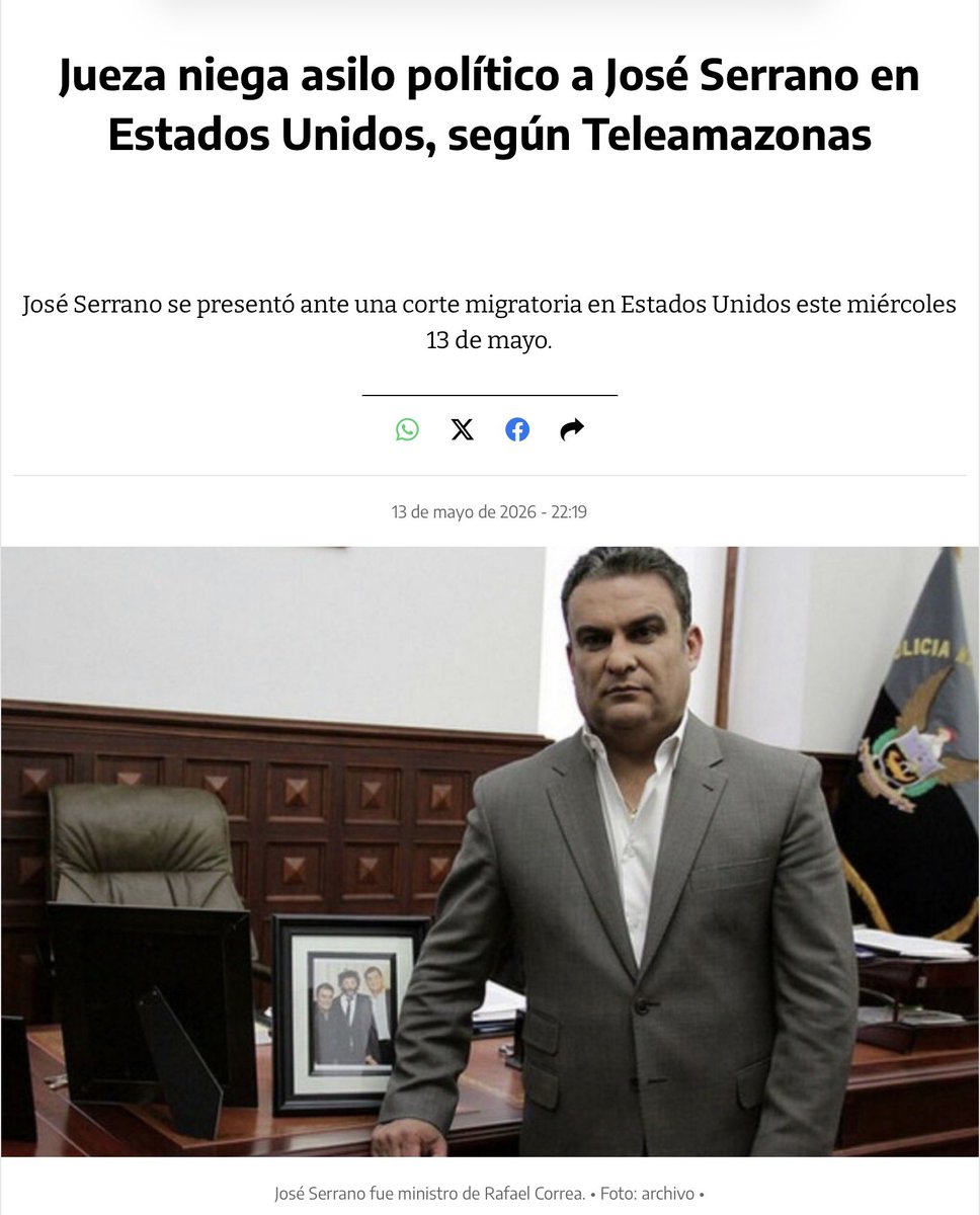 elinformante84's tweet photo. Atentos @FiscaliaEcuador @DanielNoboaOk Recuerden que @ppsesa tiene que abandonar #Usa porque ese país le negó ASILO POLITICO y al ya existir convenio de extradición con nuestro país y estar vinculado #Serrano en el asesinato de @VillaFernando_ , SEGURAMENTE INTENTARÁ HUIR A UN PAIS DONDE ECUADOR NO TENGA CONVENIO DE EXTRADICIÓN..