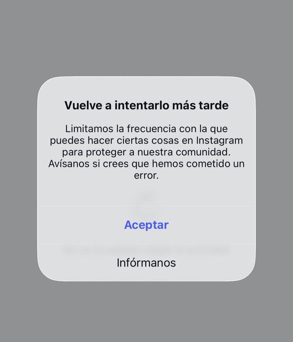 purivicente's tweet photo. Si os sale este mensaje en Instagram, se confirma lo que os digo.

Vuestra cuenta ha sido “vendida” como seguidora y probablemente habéis empezado a seguir un montón de perfiles en poco tiempo. Por eso Instagram os penaliza.

Revisad los stories y veréis cuentas que no os suenan. https://t.co/qOUXuVF5Bv