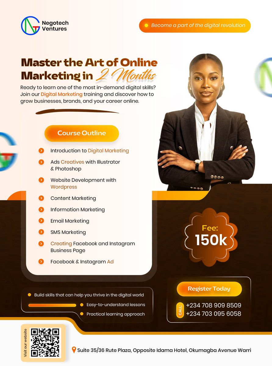 danielgraphics1's tweet photo. Are you ready to thrive in the digital world? Join NEGOTECH VENTURES and acquire in-demand tech skills that can open doors to endless opportunities.

Send a 📩 DM for your brand design

#danielgraphics #flyer #techtrainingflyer #socialmediaflyer #negotechventures https://t.co/eDxqpeyfSe