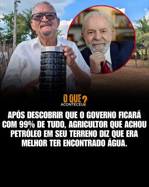 SensoCrtico1's tweet photo. O agricultor Sidrônio Moreira, morador da zona rural de Tabuleiro do Norte, no Ceará, contraiu uma dívida de R$ 15 mil para perfurar um poço artesiano em busca de água para sua propriedade. No entanto, em vez de encontrar água, ele se deparou com uma substância escura que análises preliminares apontaram como possível petróleo.

A descoberta chamou a atenção da Agência Nacional do Petróleo (ANP), que passou a investigar o caso. Apesar da possível riqueza sob o solo, a família continua enfrentando dificuldades com o abastecimento de água e ainda precisa arcar com a dívida contraída para realizar a perfuração.

Segundo a legislação brasileira, mesmo que a presença de petróleo seja confirmada, o recurso pertence à União e não pode ser explorado ou vendido diretamente pelo proprietário do terreno. O agricultor poderá ter direito a compensações financeiras e royalties caso a área venha a ser explorada comercialmente no futuro.

Diante da situação, Sidrônio afirmou que preferia ter encontrado água, que era sua necessidade imediata, do que petróleo. A história ganhou repercussão nacional e gerou debates sobre direitos de propriedade, exploração de recursos naturais e a realidade enfrentada por famílias do semiárido.