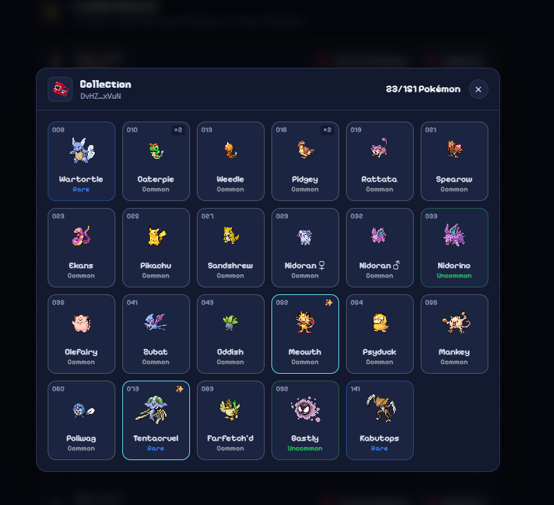 PokeQuestSOL's tweet photo. You can now view the collection of ALL the dressers in the leaderboard! 👛👀 #pocketwatching https://t.co/g6cL8eelRg
