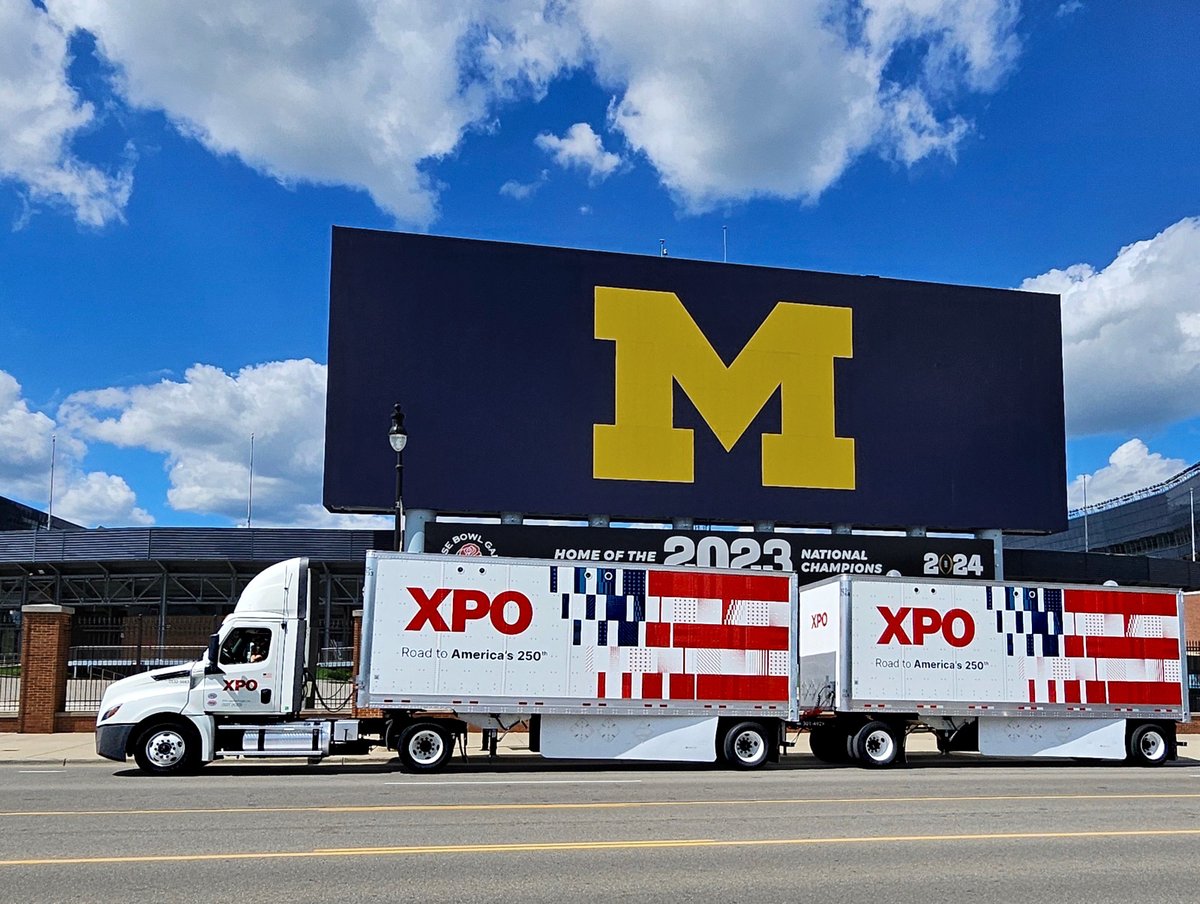 XPOLogistics's tweet photo. 159 days until The Game (but who’s counting).

Our Road to America’s 250th trailers stopped at two of college football’s most iconic venues last week.

Who are you backing: Michigan or Ohio State? Let us know in the comments. https://t.co/fzcwnZdSA4