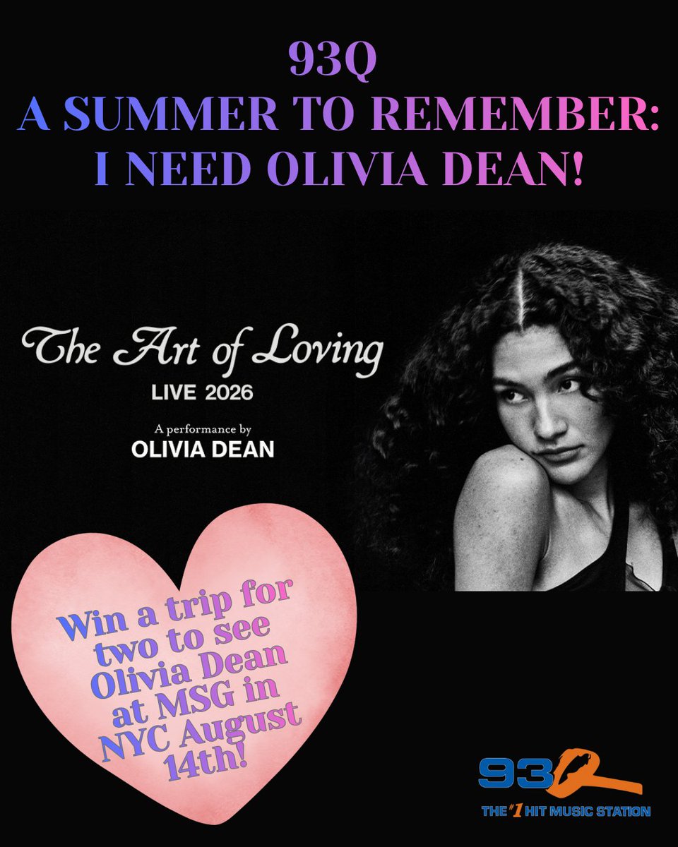 93QSyracuse's tweet photo. NYC โ๏ธ Olivia Dean ๐ค MSG
Yeahโฆ you NEED this.
Win a trip for 2:
๐ Train
๐จ Hotel
๐๏ธ Show
Tell us why you need the escape ๐ https://t.co/HCdLuDAjMl
โฐ July 5 deadline
#SummerToRemember #93Q https://t.co/opOXhesrbV
