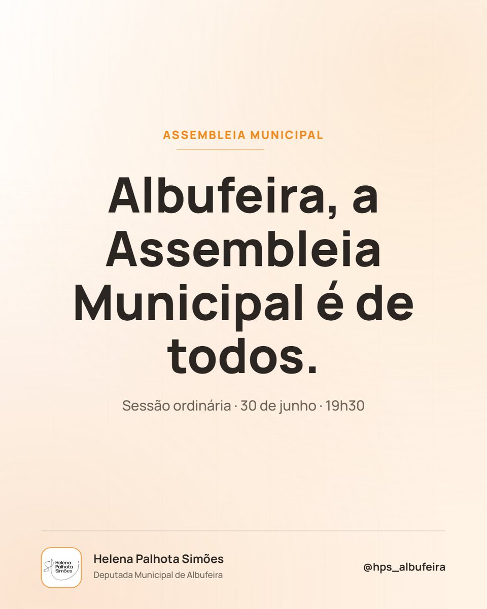 Hps_albufeira's tweet photo. Albufeira, a Assembleia Municipal é de todos! A democracia local não se faz apenas de 4 em 4 anos. É no dia a dia que se decidem os assuntos que mexem com o presente e o futuro do nosso concelho. Participe, fiscalize e faça a sua voz ser ouvida! https://t.co/CplapXMDho