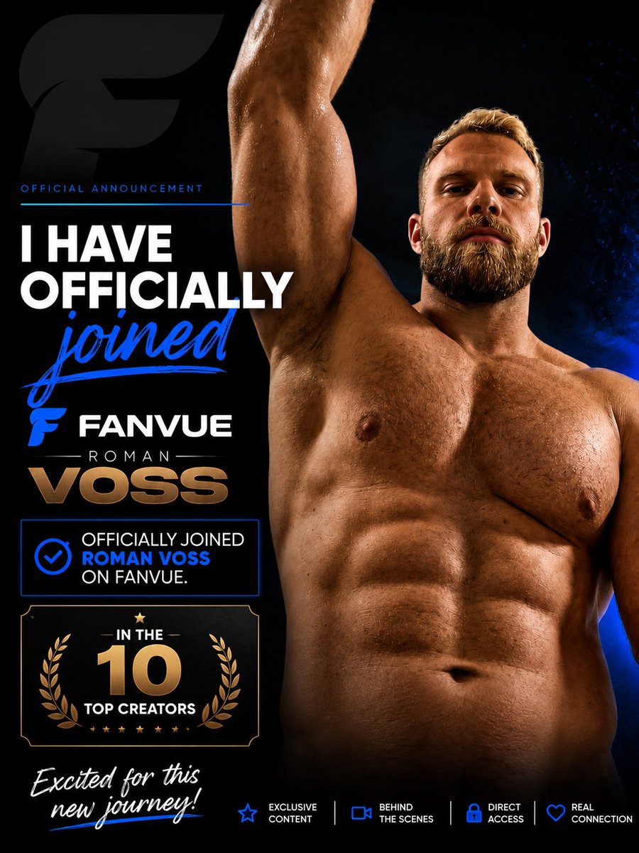 FansRomanVoss's tweet photo. 📢 📢 Oficialmente el famoso  @RomanVoss140652 se ha unido a @fanvue https://t.co/yKHDh8J0WI