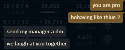 SteelSarrow's tweet photo. @drewlevin Any chance we can check this "pro" player's performance last game (openly admitting to griefing in chat) game id : 7895951703 https://t.co/vRFTRtn4V3