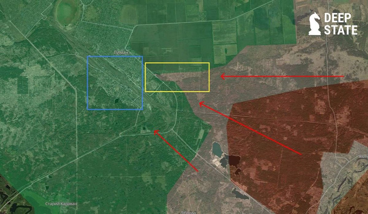 Playfra0's tweet photo. DeepState's view on the situation in Lyman 👇👇

ℹ️ Recently, there have been many discussions and questions about Lyman. In particular, there are reports of enemy activity in the eastern part of the city, which logically leads to the conclusion that the Russians are infiltrating there. Increased activity on the city has been ongoing for some time, and given the successes of the Russians at Kostiantynivka, Lyman is becoming an increasingly important target. And the numerical superiority and low density of defensive positions contribute to enemy infiltrations, which is no longer a surprise.

🏹 However, it's worth noting some details that will help better understand the situation. The largest area of enemy activity and control is the red and gray zone of the Serebryansk forestry. There, they move, hide, fortify themselves and try to penetrate deeper from there. In Lyman itself, as before, there is activity and fixations in the eastern outskirts, which are marked in yellow and have a corresponding gray zone. There have also been fixations in the blue zone, but they are not yet systematic, so there is no reason for the gray zone yet. Ukrainian pilots are doing a good job of disposing of the Moscow trash, which they are sending to their death.

🔴 However, the situation in Yampol and Ozernoe is extremely unpleasant. We hope that the higher command will pay attention to this area and take appropriate actions so that we don't lose a bunch of people unnecessarily.

📍 We are monitoring the situation on this section and will definitely inform you of all changes!