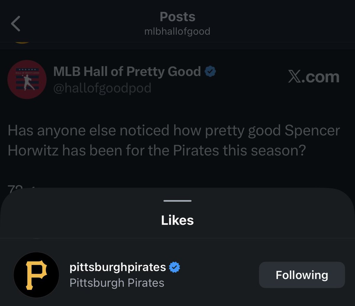 hallofgoodpod's tweet photo. THE PITTSBURGH PIRATES JUST ACKNOWLEDGED THE HALL OF PRETTY GOOD https://t.co/u7wBoBjhCa