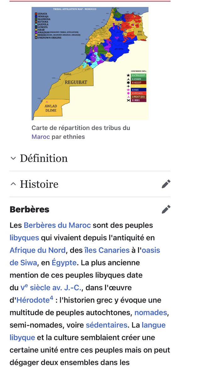 Riffiinho's tweet photo. @OcelotAdams @ilyes_nekh @ZpAdamm @LionTimes_ C’est drôle que t’envoies cette photo qui vient de Wikipedia alors que cette même page dit que les berbères sont bien le peuple autochtones du Maroc 😉

Tu confonds 2 choses:

 Peuple autochtone : les Imazighen
Arabisation linguistique et culturelle : un processus historique https://t.co/dXCy7A4dFl