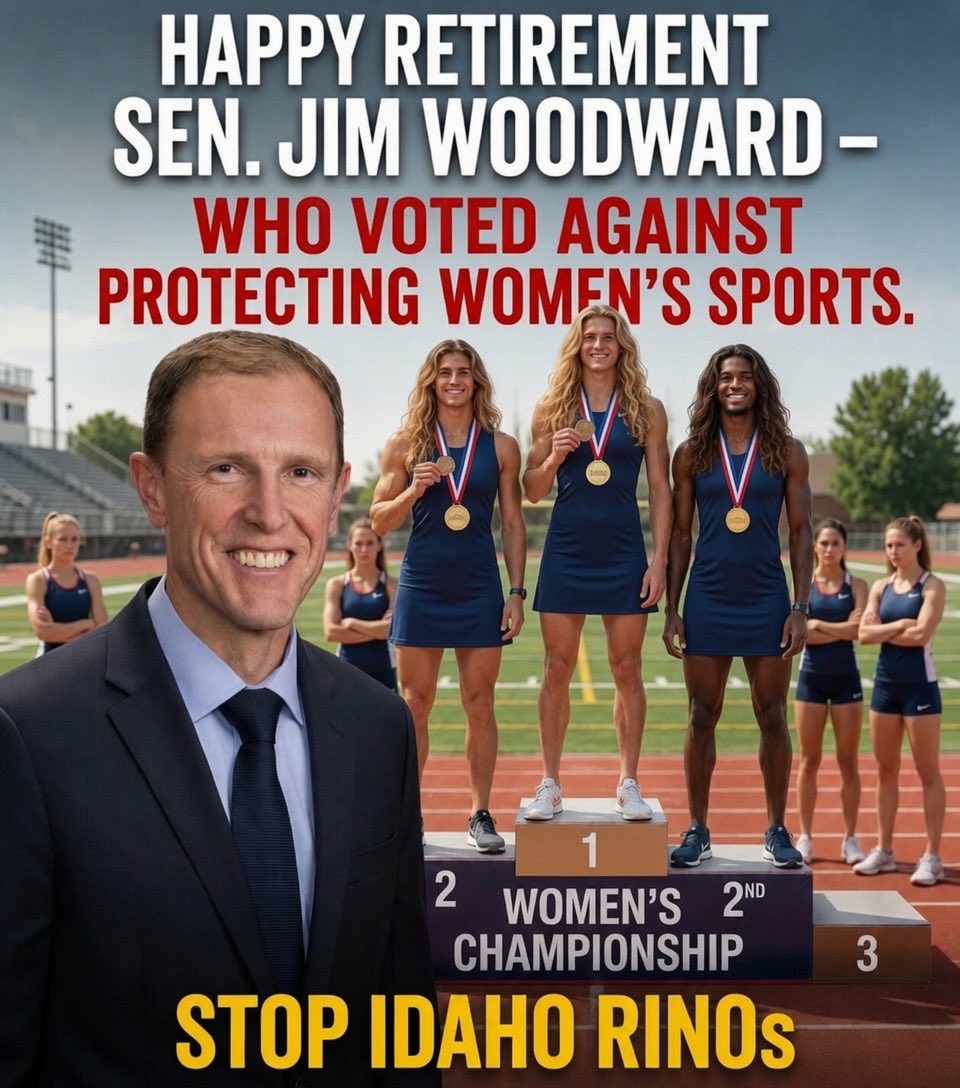 stopidahorinos's tweet photo. Our next RINO shoutout is Sen. Jim Woodward who voted against HB500, Idaho’s Fairness in Women’s Sports Act. This bill protects female athletes by ensuring only biological females compete in women’s sports. Instead, Woodward joined Democrats in opposing it, claiming it was ‘bad law’.

Thankfully, he lost his primary to @HerndonforIdaho ! Congrats!