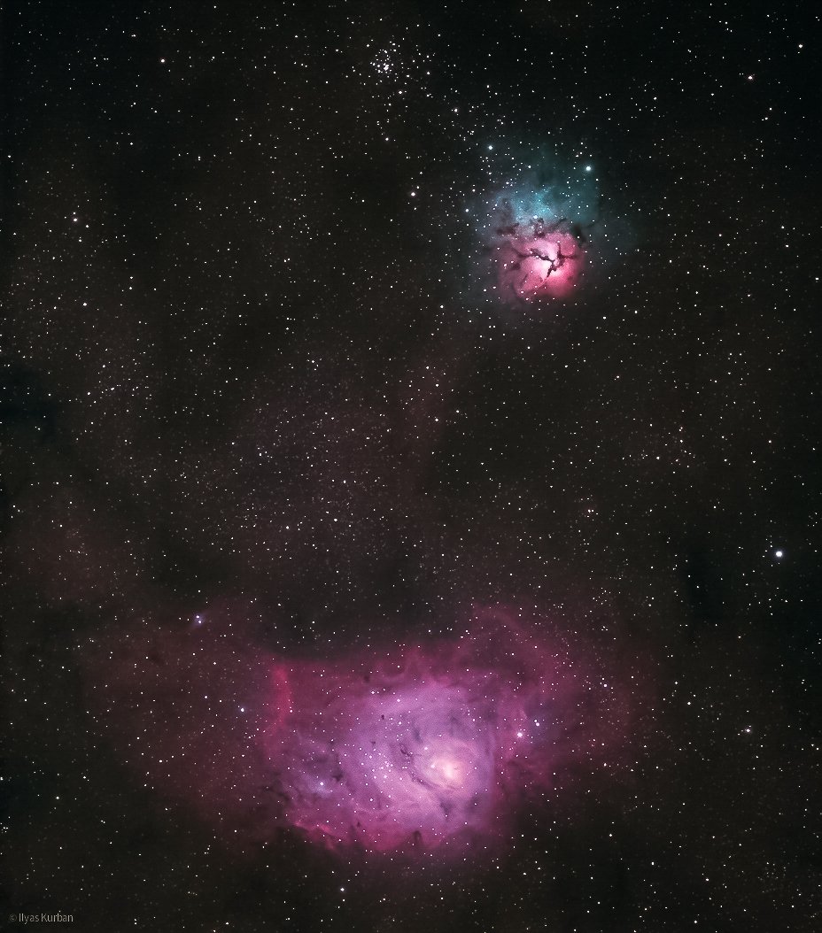 ilyaskurban20's tweet photo. #astrophotography 
#lagoonnebula 
#trifidnebula
600d,400mm f5.6
@AstroPhotoTurk https://t.co/7hV1su1I6K