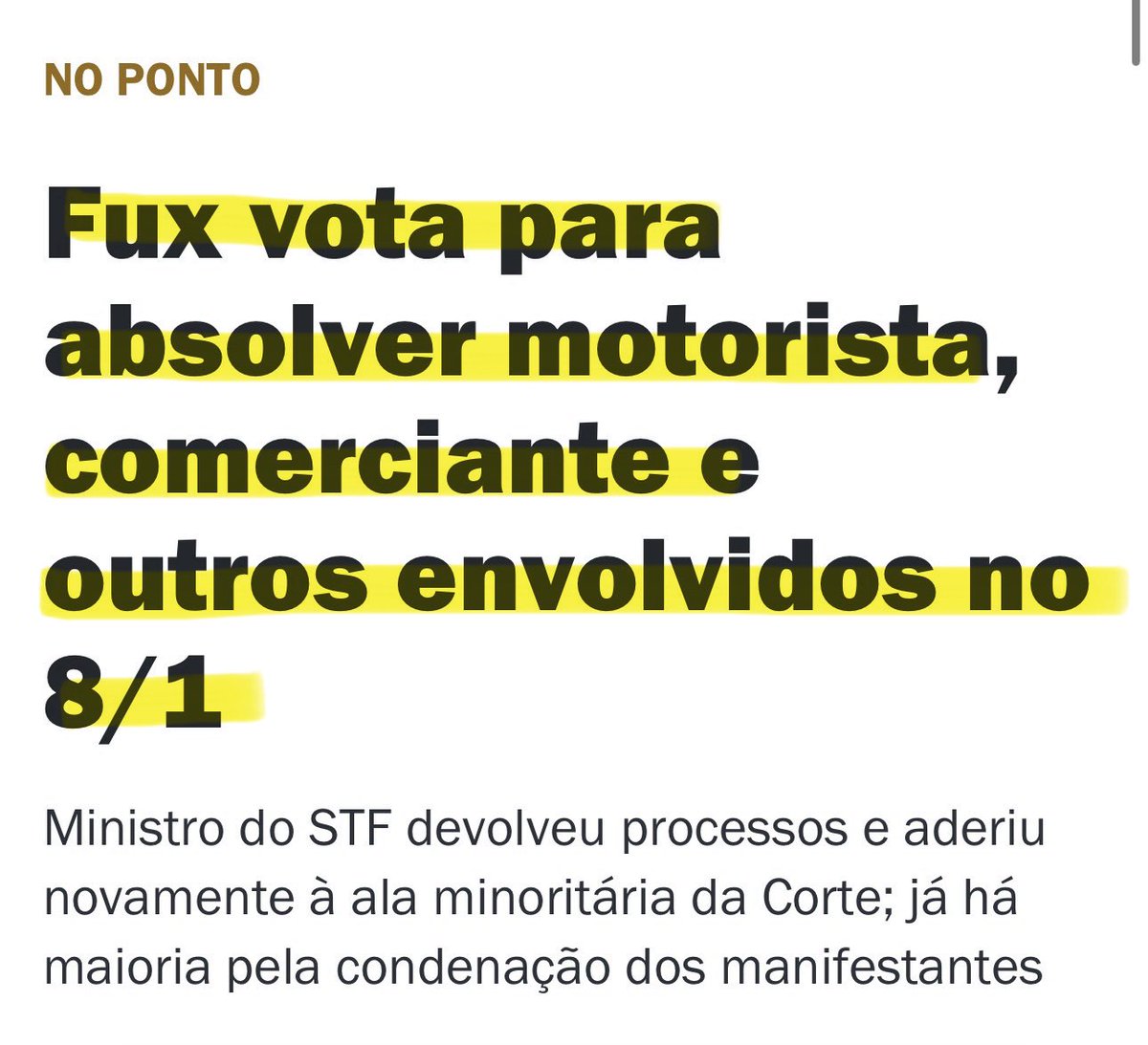 Tali_Mito22's tweet photo. “Corrigindo injustiças”. 
É o mínimo‼️

“Fux se alinhou a André Mendonça e Nunes Marques (ala minoritária) para rejeitar as ações penais contra o motorista Márcio Rafael Pereira, a ascensorista Maria da Silva, o freteiro Maxwell de Araújo, o comerciante Marcos de Almeida e o autônomo Eduardo Weiss.”