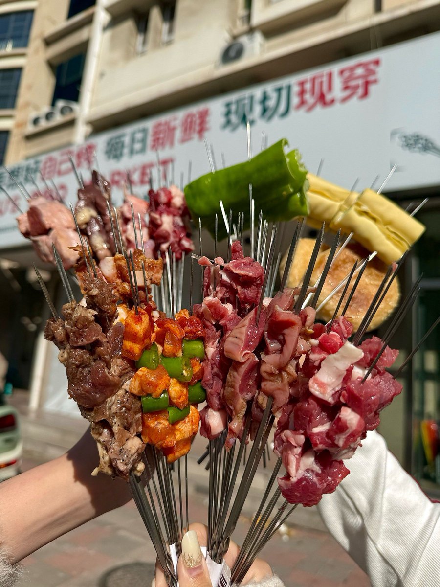 tvibury's tweet photo. Loving these crispy fried skewered veggies and meat from the street stall! Perfect quick bite on a sunny day https://t.co/ht2s2KfmZ2