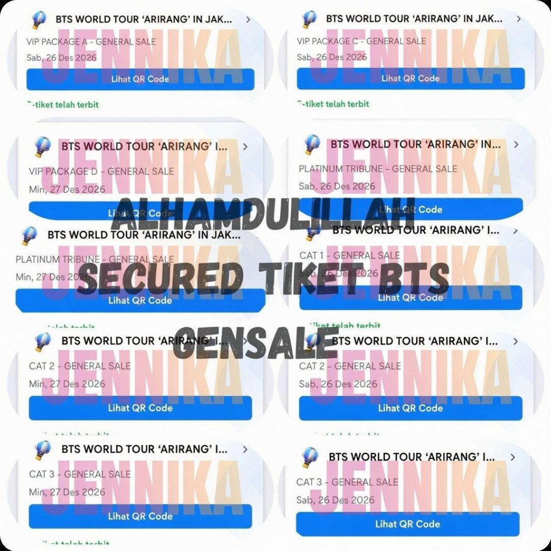 JohnSmithhou6's tweet photo. WTS TIKET BTS ARIRANG JAKARTA 

• VIP Day 3 ( 11 tiket ) •
• Platinum Tribune Day 3 ( 5 tiket ) •
• Cat 1 Day 3 ( 7 tiket ) •
• Cat 2 Day 3 ( 3 tiket ) •
• Cat 3 Day 3 ( 2 tiket ) •

Info lengkap DM!
#ArmyBantuArmy #BTS_ARiRANG #BTS https://t.co/AHvcee0XWO