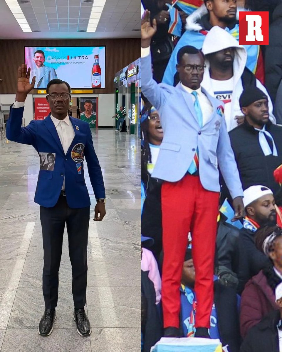 record_mexico's tweet photo. ¡LUMUMBA YA ESTÁ EN MÉXICO! 🇲🇽

El mítico aficionado de República del Congo ya está en Guadalajara para el partido contra Colombia. https://t.co/KwlDaaIRYx